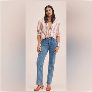 4113. MANGO Mid rise Straight jeans in Light Wash Paisley print Sz 2 NWT